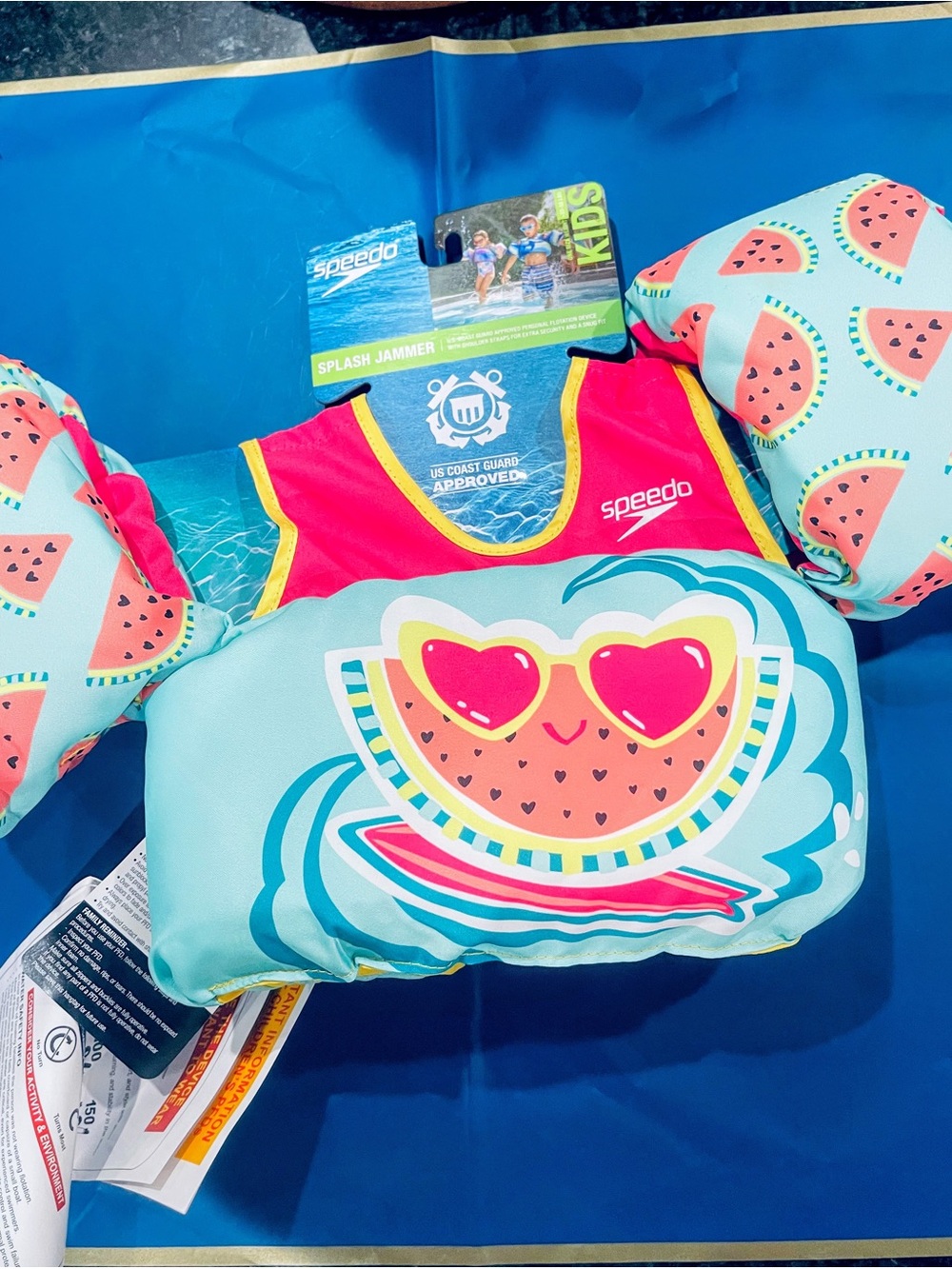 Speedo Kids Swim Vest with Watermelon Graphic - Pink & Aqua  33-35 pounds